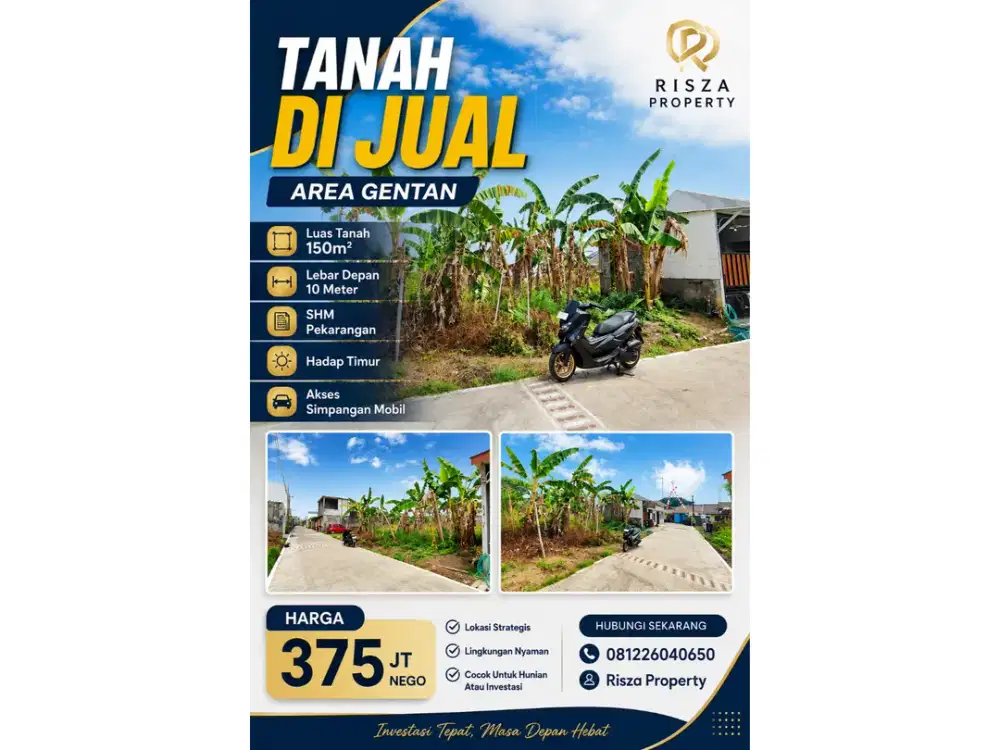 Jual Tanah Siap Bangun Area Gentan, Dekat Karangasem, Purwosari, Solo Baru