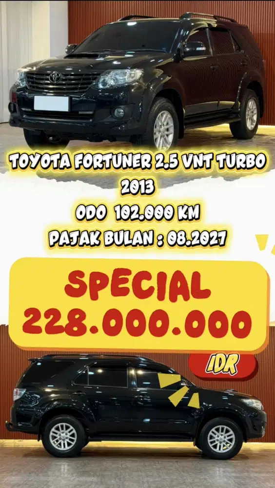 [ 5 YEAR WARRANTY ] TOYOTA FORTUNER 2.5 VNT TURBO AT 2013 SIAP PAKAI