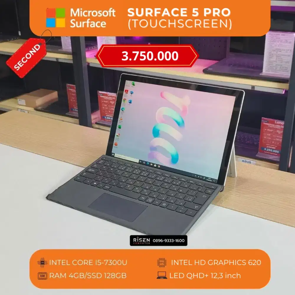 MICROSOFT SURFACE 5 PRO TOUCHSCREEN I5-7300U 4/128GB QHD+ 12,3 Bekas