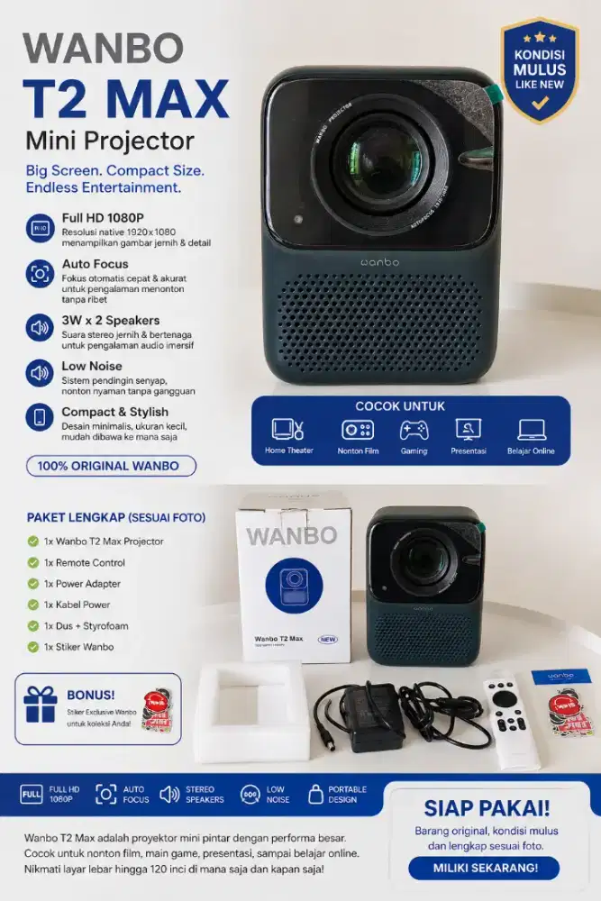 WANBO T2 MAX — FULL HD 1080P | AUTO FOCUS | MULUS