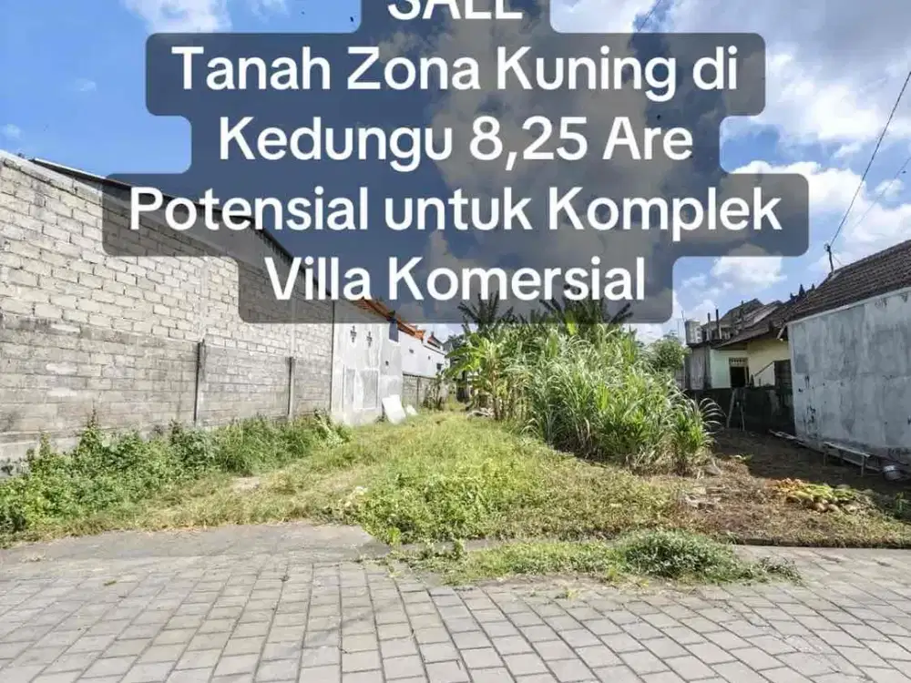 SALE Tanah Kedungu 8,25 Are Zona Kuning Aspek Perumahan