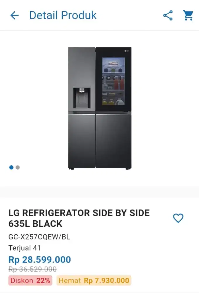 CICILAN KULKAS LG REFRIGERATOR SIDE BY SIDE 635L