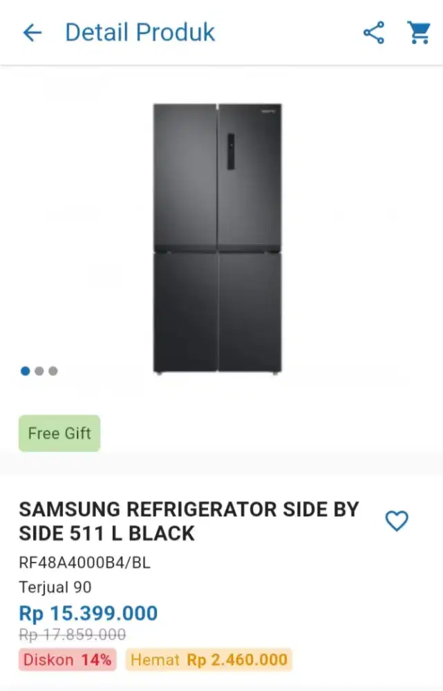 CICILAN KULKAS SAMSUNG REFRIGERATOR SIDE BY SIDE 511 L