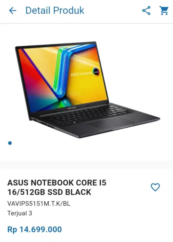 CICILAN LAPTOP ASUS NOTEBOOK CORE I5 16/512GB SSD BLACK