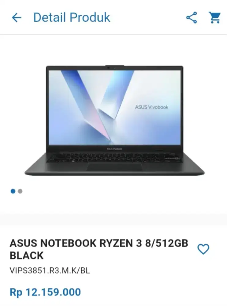 CICILAN LAPTOP ASUS NOTEBOOK RYZEN 3 8/512GB BLACK