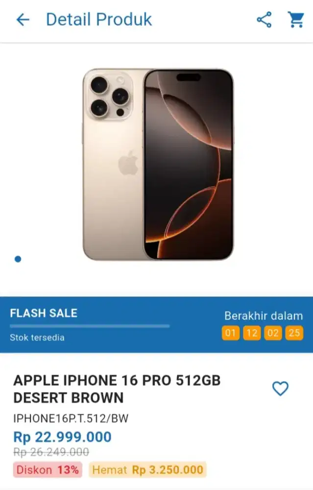 CICILAN APPLE IPHONE 16 PRO 512GB DESSERT BROWN