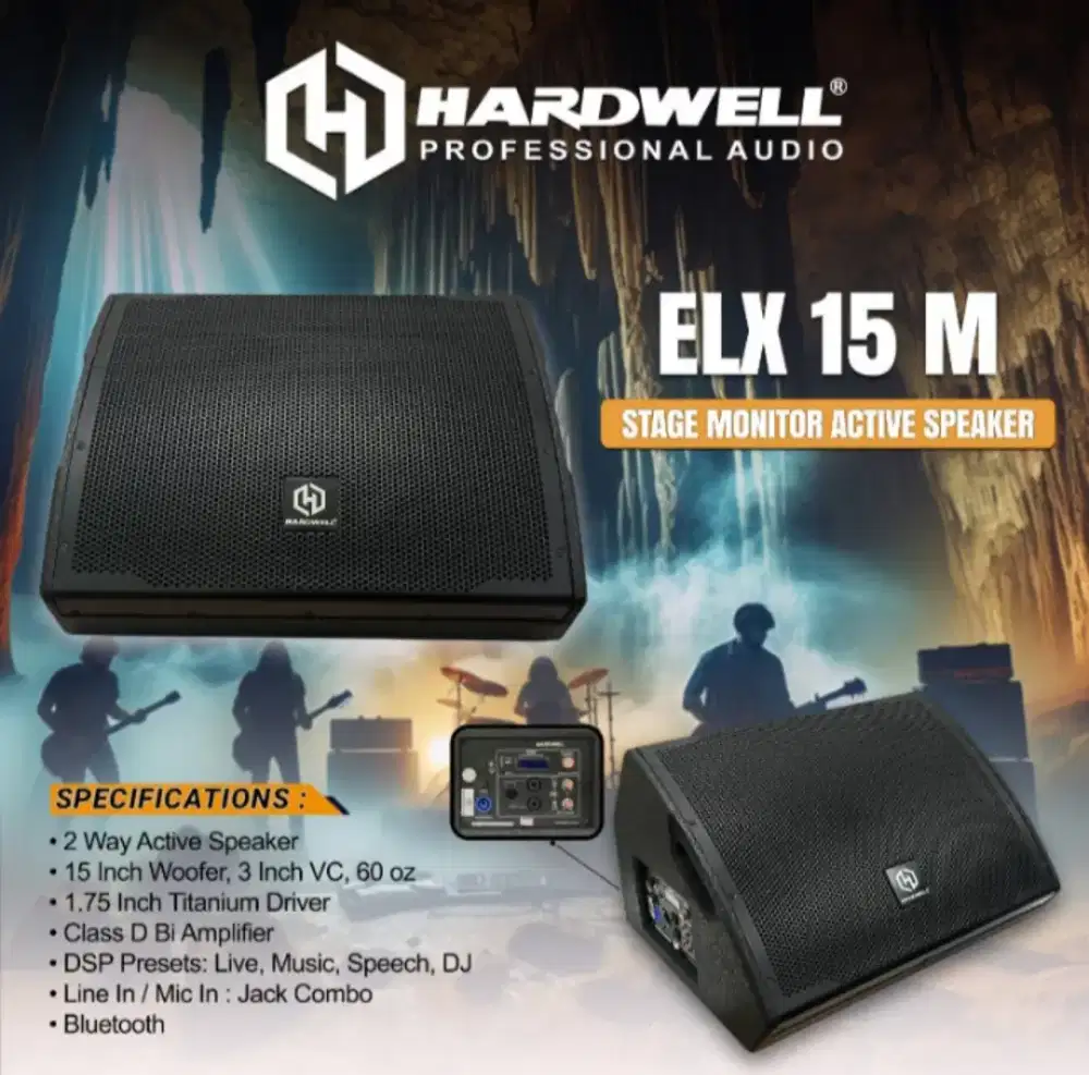 Speaker aktif monitor 15 inch hardwell elx 15m bluetooth