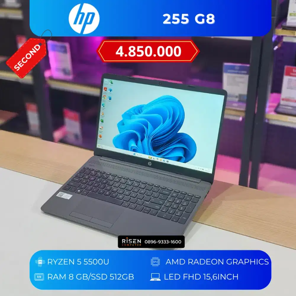HP 255 G8 AMD Ryzen 5 5500U RAM 8GB SSD 512GB FHD 15.6Inch Bekas