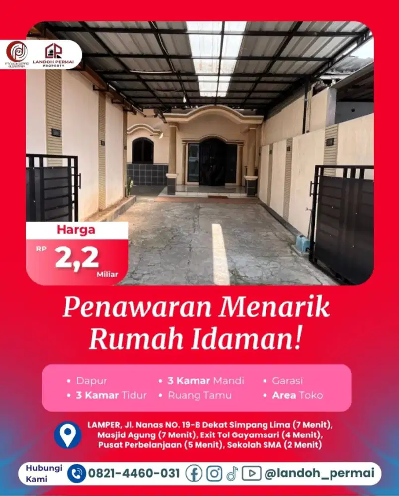 HANYA 2,2M - RUMAH SIAP HUNI - PREMIUM - NEGO KEPEMILIK LANGSUNG