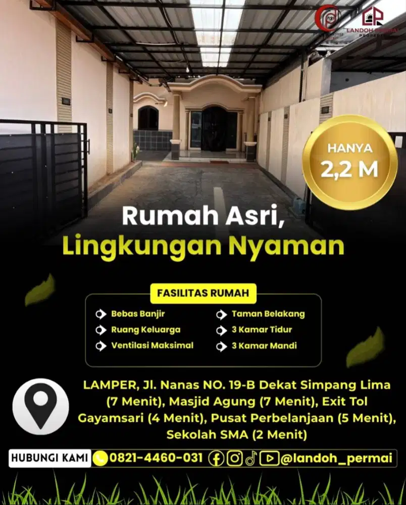 DIJUAL CEPAT - HANYA 2,2M - RUMAH HUNIAN PREMIUM - NEGO KEPEMILIK