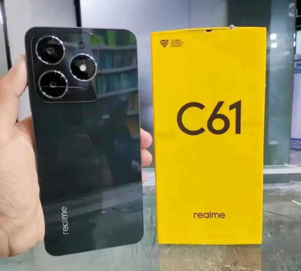 Jual hp realme C61, ram 8+16/128, dark green, hp fullset, nego