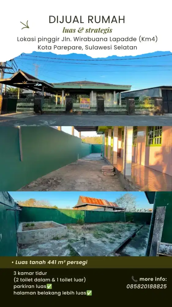 Dijual rumah pribadi dengan luas keseluruhan tanah dan bangunan 441 m2
