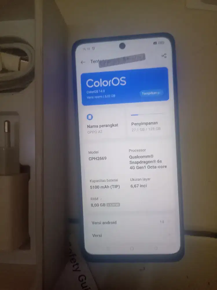 Hp Oppo a3 ram 8+4 internal 128 GB jual CPT nego tipis
