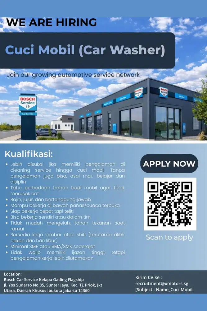 Lowongan kerja Carwash di BOSHSERVICE
