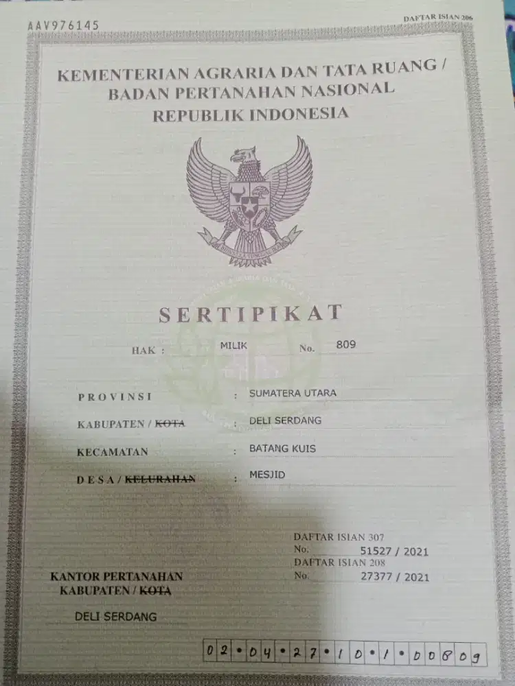 Jual Tanah Darat Tanggung (SHM), Murah dekat bandara kualanamu