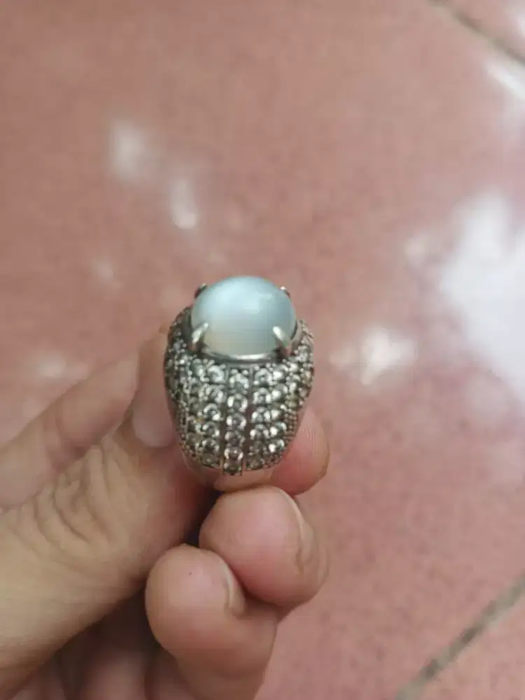 Batu Biduri bulan ring perak
