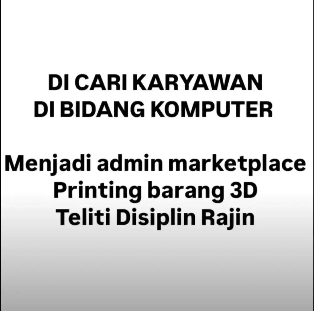 lowongan kerja admin marketplace dan mengoprasikan mesin
