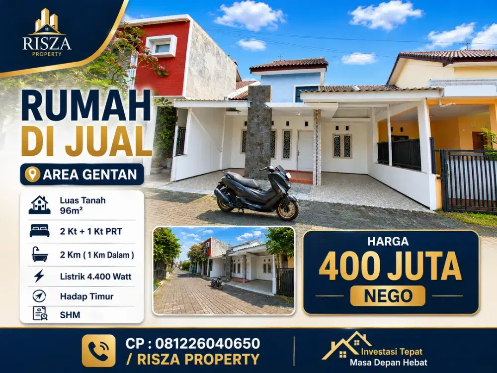 Jual Rumah Area Gentan Hadap Timur, Dekat Laweyan, Purwosari, Solo Baru