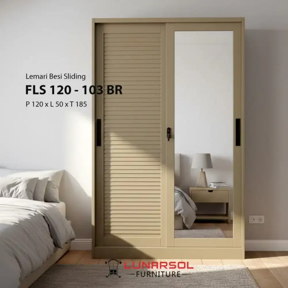 Lemari 2 bhan plat besi ukran ( P 120 L 50 T 185 cm