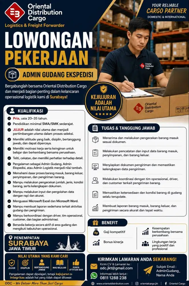 LOWONGAN PEKERJAAN ADMIN GUDANG EXPEDISI