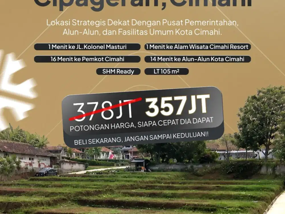 Tanah Cimahi SHM Siap Bangun Rumah dekat Alun2 Kota Cimahi