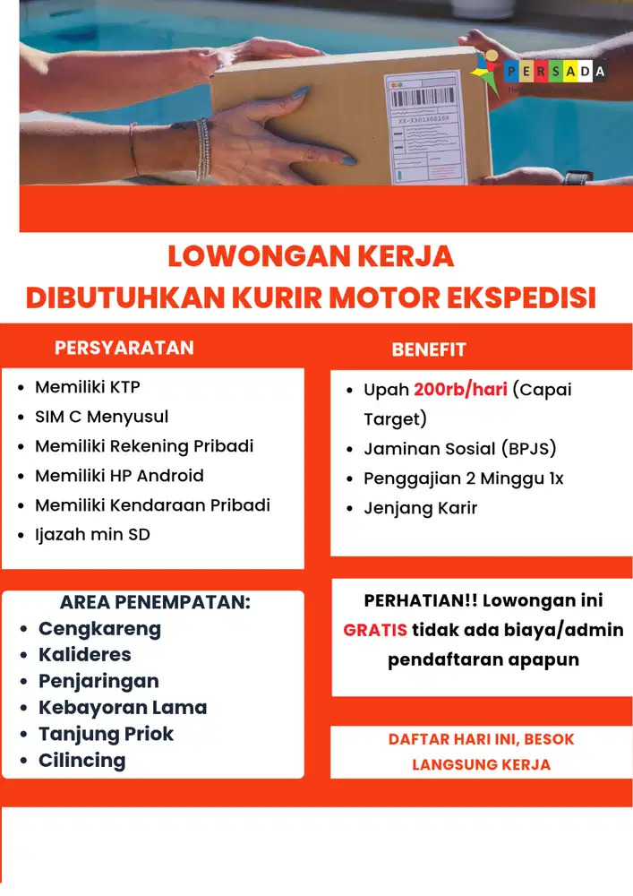 KURIR MOTOR EKSPEDISI AREA JAKARTA BARAT