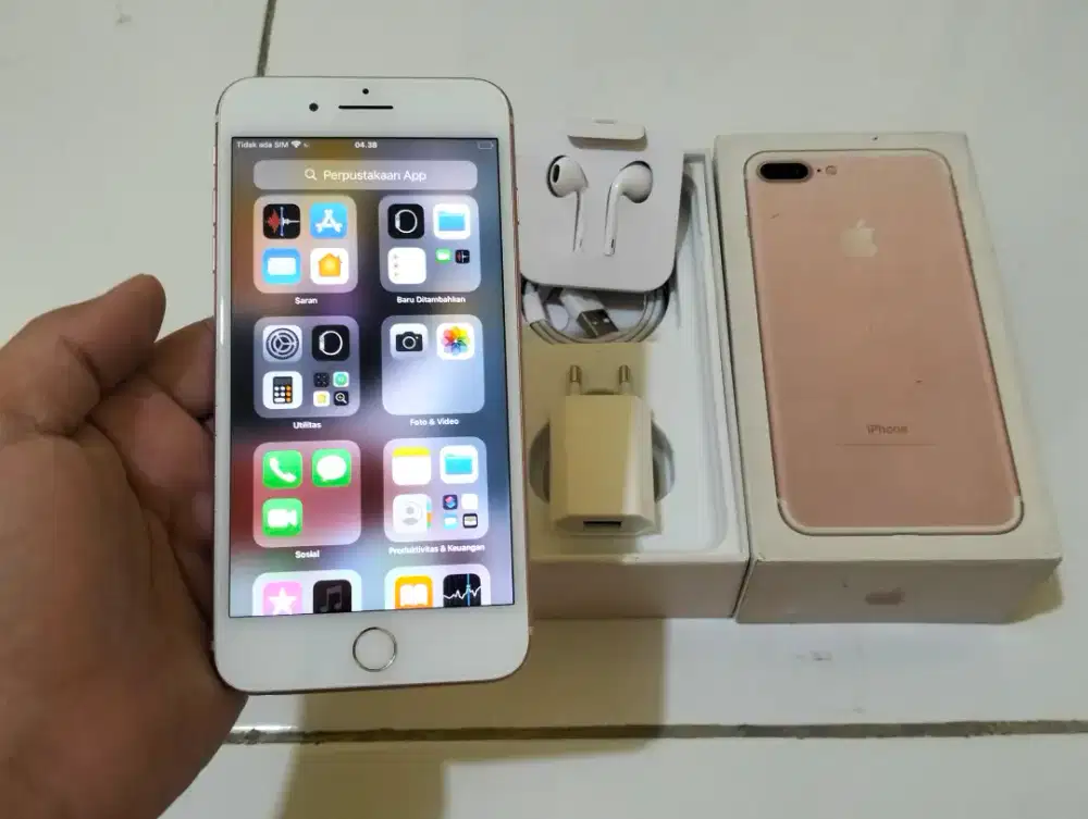 BU iPhone 7+ Plus 32GB RoseGold Komplit iCloud Aman No Minus Mulus