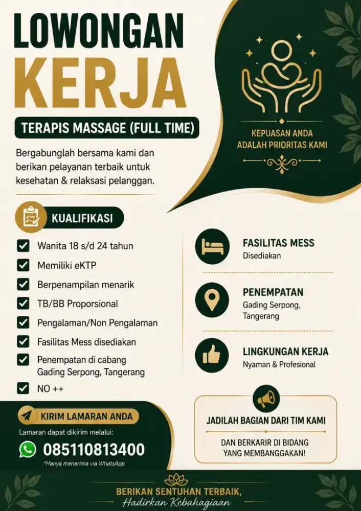 Lowongan kerja terapis massage No++