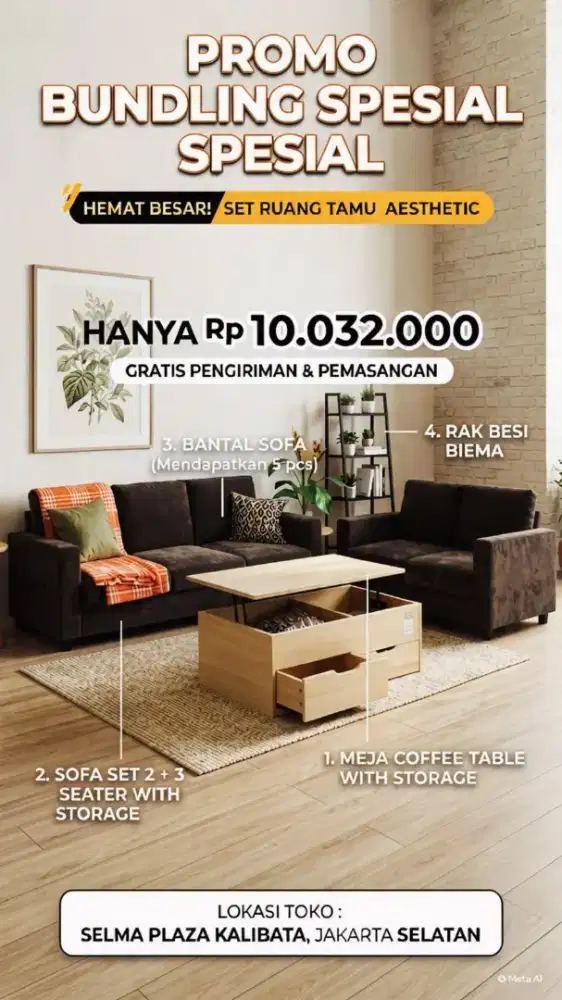 CUCI GUDANG SOFA SET STORAGE | SOFA RUANG TAMU JAKSEL