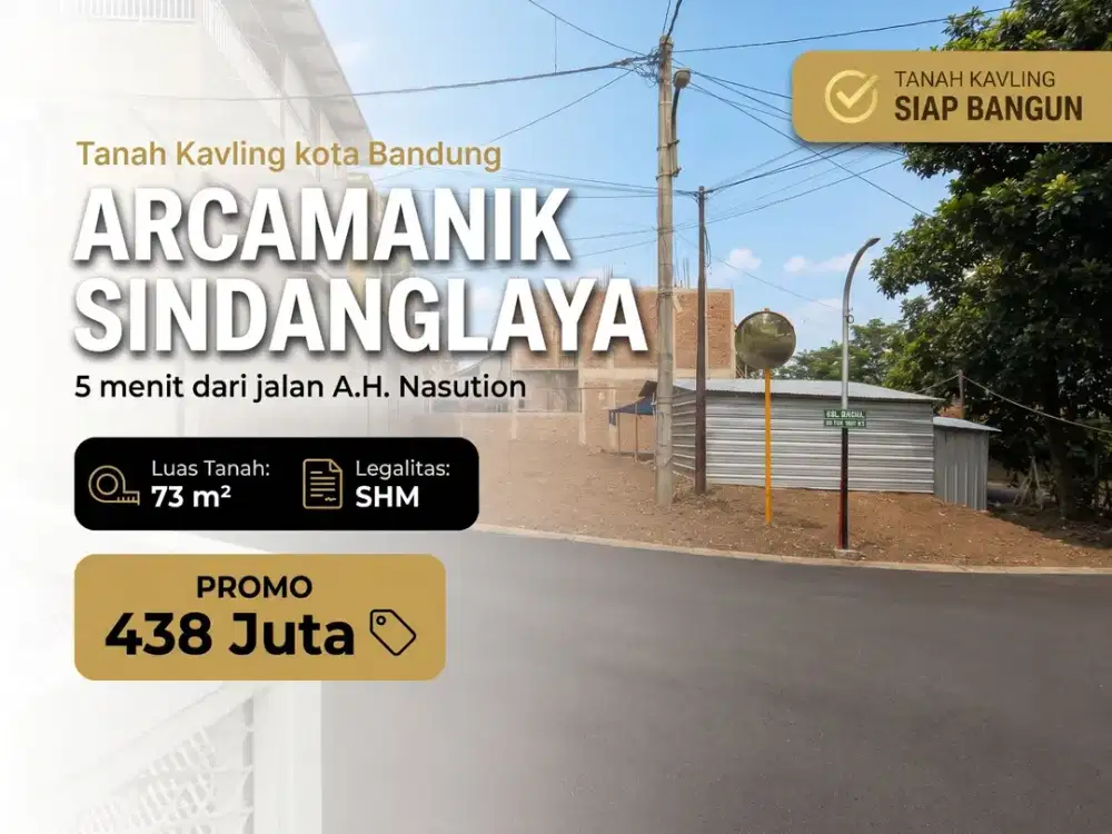 Kavling SHM 73 m² Sindanglaya Bandung, 5 Menit ke Jalan A.H. Nasution