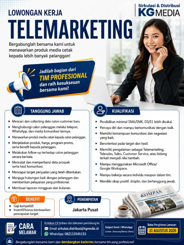 Dibutuhkan Telemarketing & Admin Sales