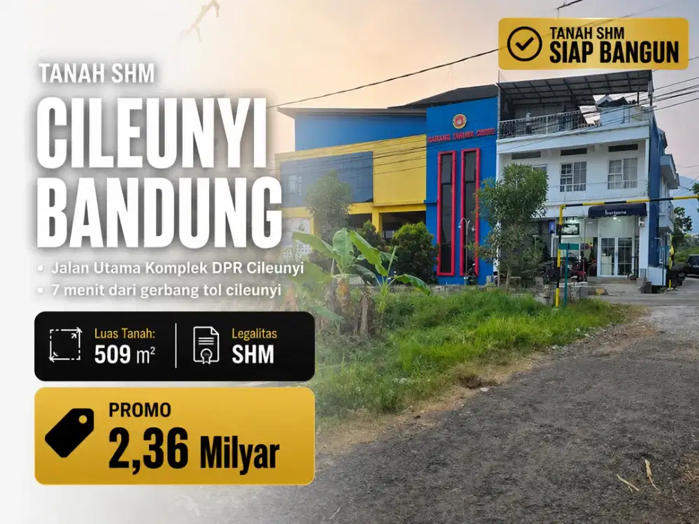 Kavling SHM 590 m² Mainroad Komplek DPR Cileunyi Bandung