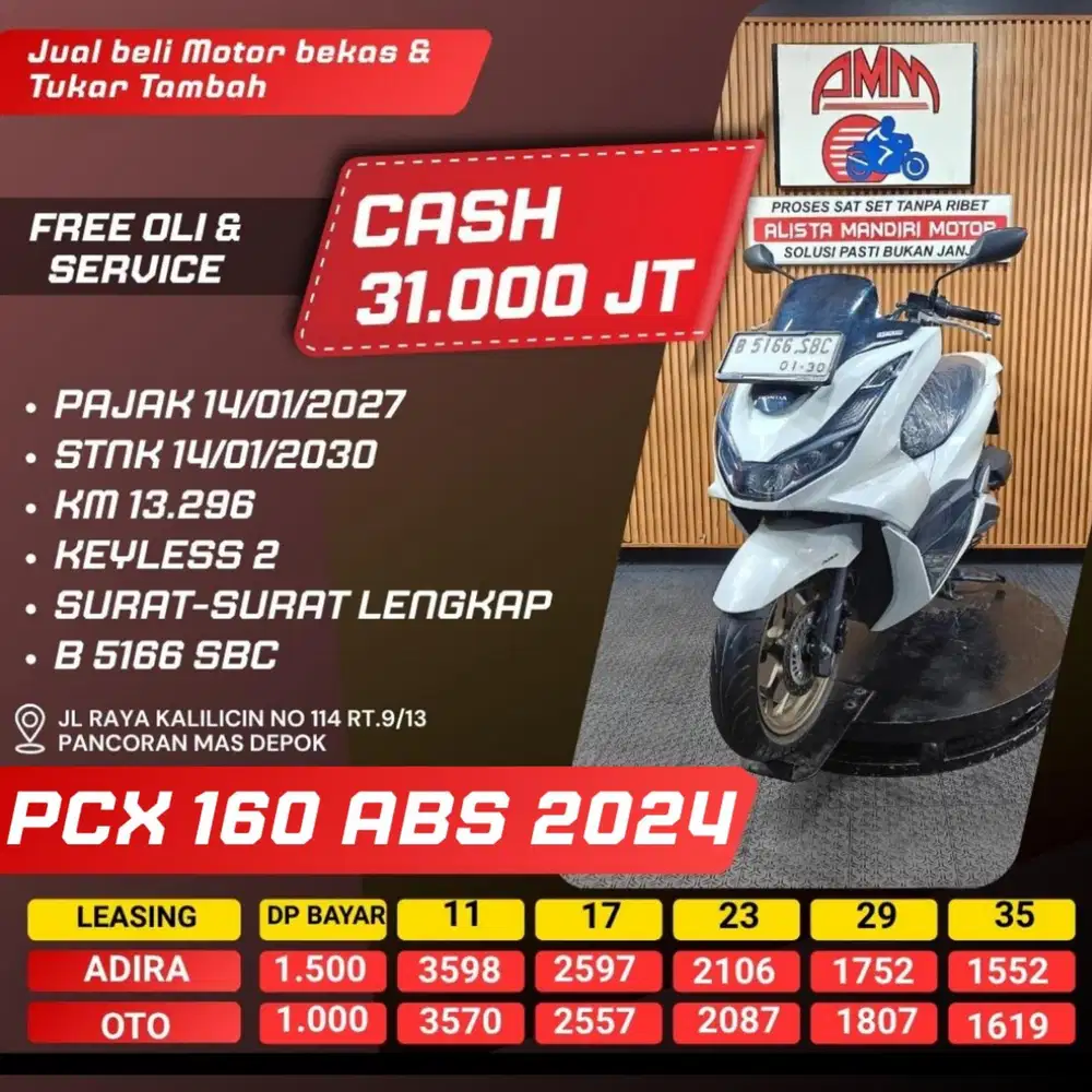 PCX 160 ABS 2024 DP 1 JUTA PAJAK HIDUP REMOT 2 KM LOW ALISTA