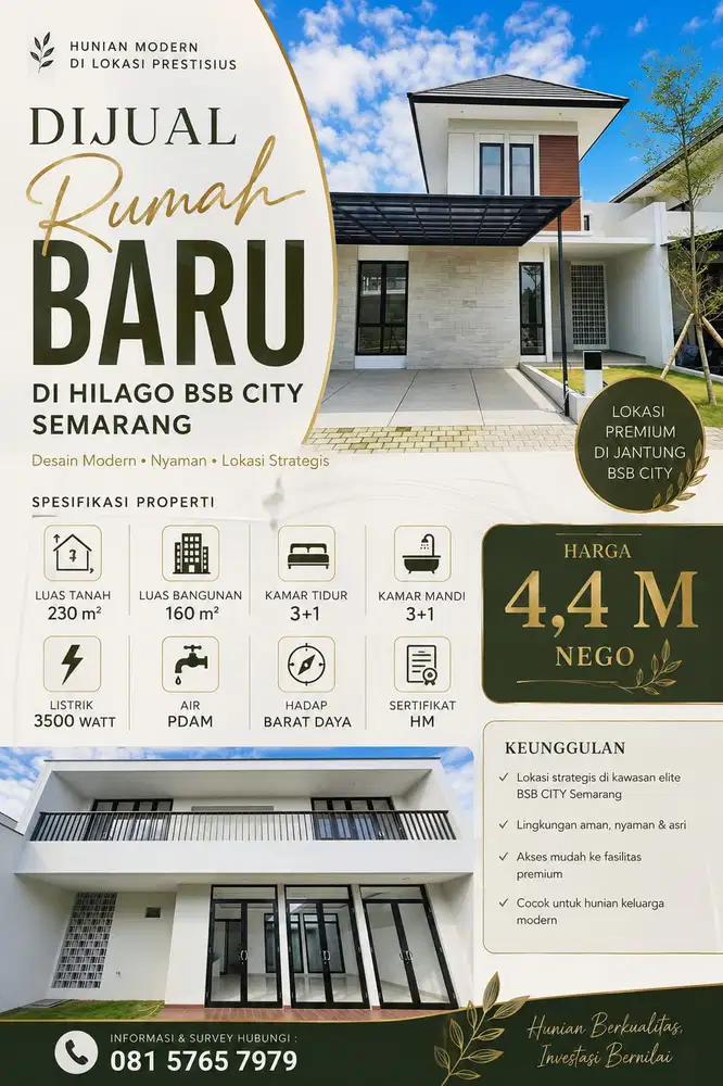 DIJUAL RUMAH HILLAGO BSB CITY CEPAT SEGERA LOK STRATEGIS