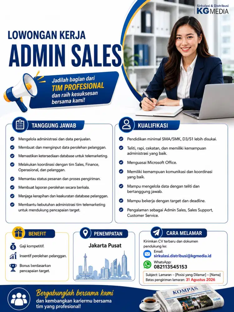 Dibutuhkan Urgent! Telemarketing & Admin Sales Media Cetak