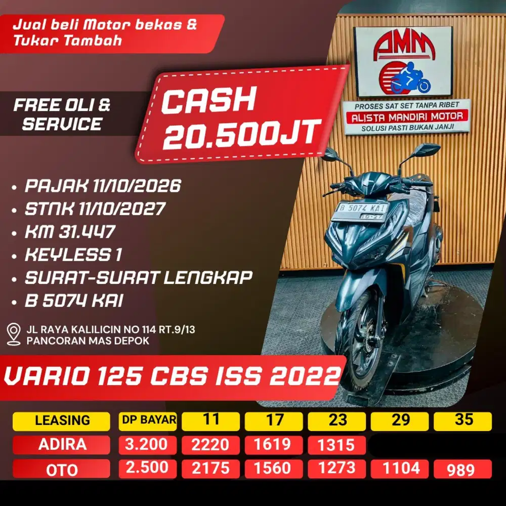 VARIO 125 CBS ISS 2022 PAJAK HIDUP CASH / KREDIT ALISTA