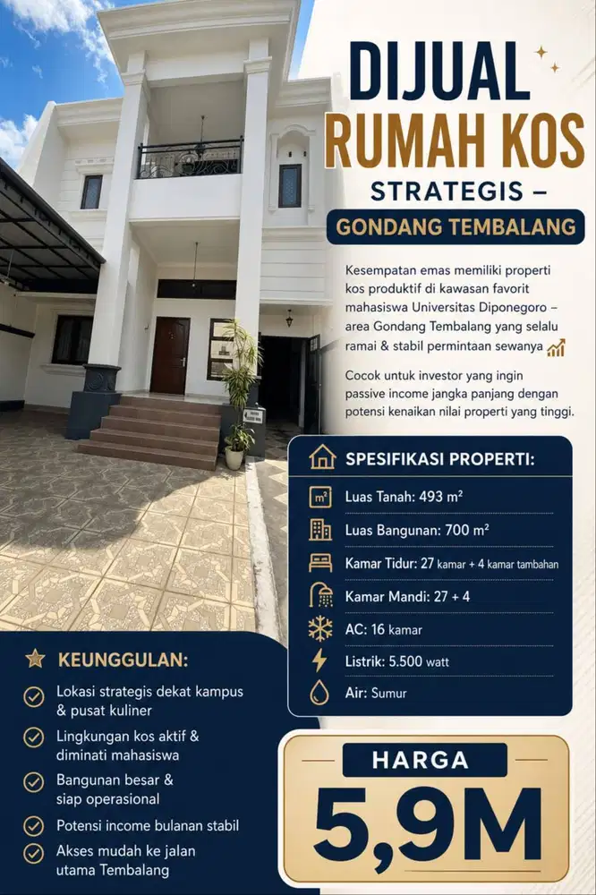 DIJUAL KOST AN LUAS MEWAH TEMBALANG CEPAT SEGERA UNTUNG VIEW