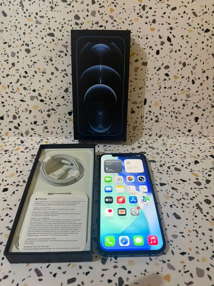 Iphone 12 promax 256 PacificBlue minus tipis Fullset