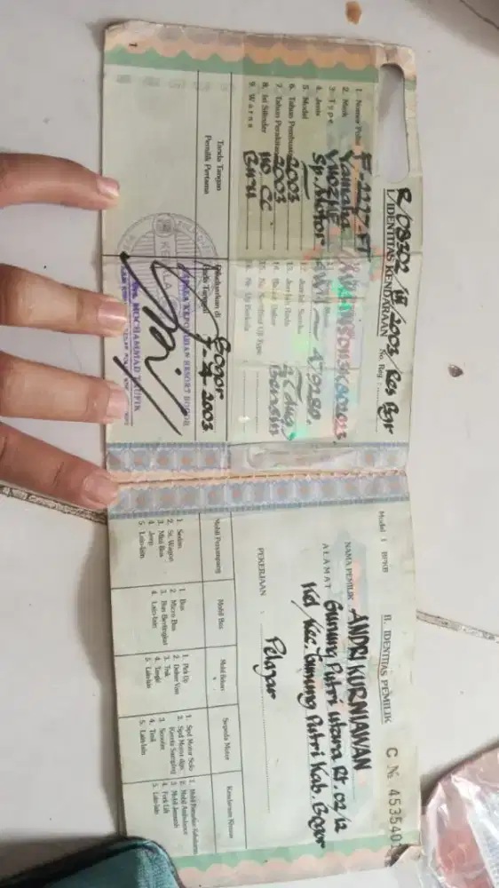 Jual B.U fizr tahun 2003 SS BPKB only