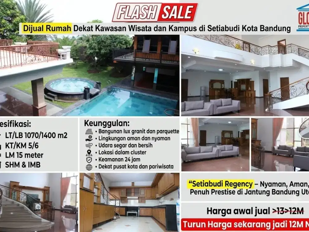 Dijual Villa Lux Turun Harga Dekat Kawasan Wisata dan Kampus di Setiabudi Kota Bandung