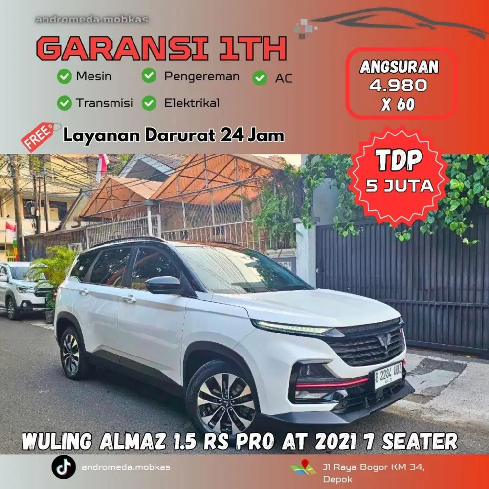 TDP TERMURAH 5 JT WULING ALMAZ 1.5 RS PRO AT 2021 7 SEATER ISTIMEWA