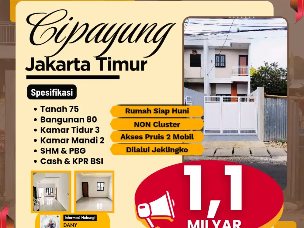 Dijual Rumah Siap Huni Bambu Apus Jakarta timur