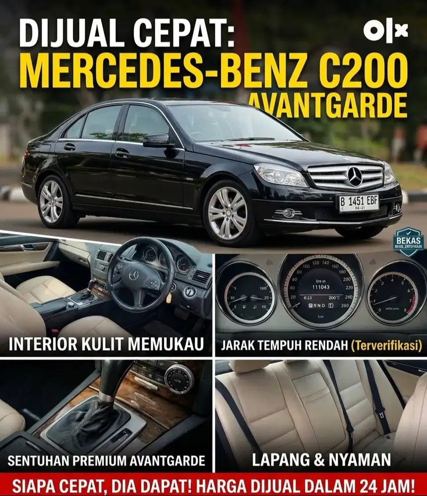 Mercy C200 W204 Avantgarde Black on Beige – ISTIMEWA SIAP PAKAI