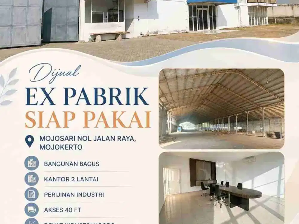 Di Jual Murah Ex Pabrik Siap Pakai Lokasi Nol Jalan Raya Mojosari -Mojokerto
