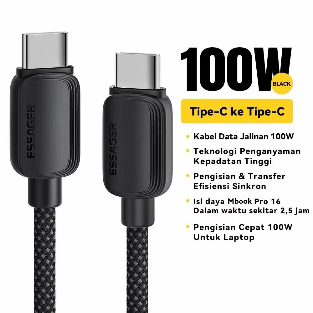 Essager 5A 100W Tipe C Ke Kabel Tipe C