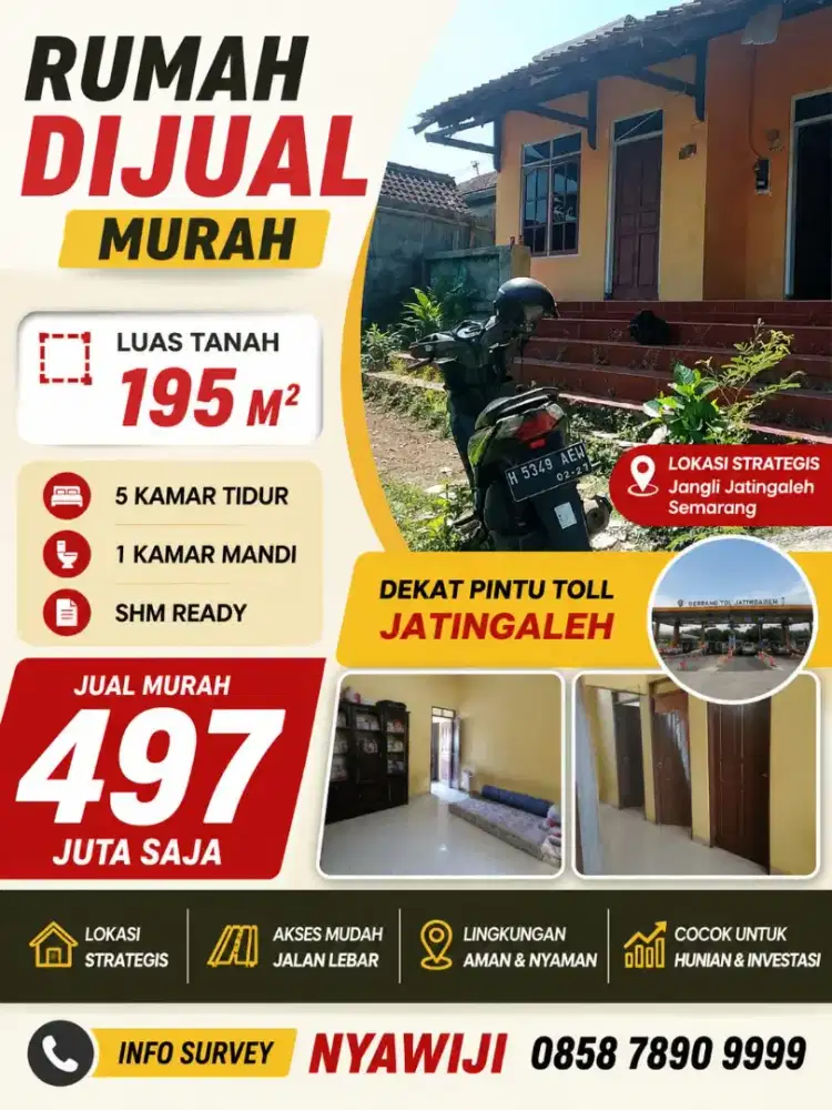 JUAL TANAH MURAH BONUS RUMAH DEKAT PINTU TOL DI JATINGALEH