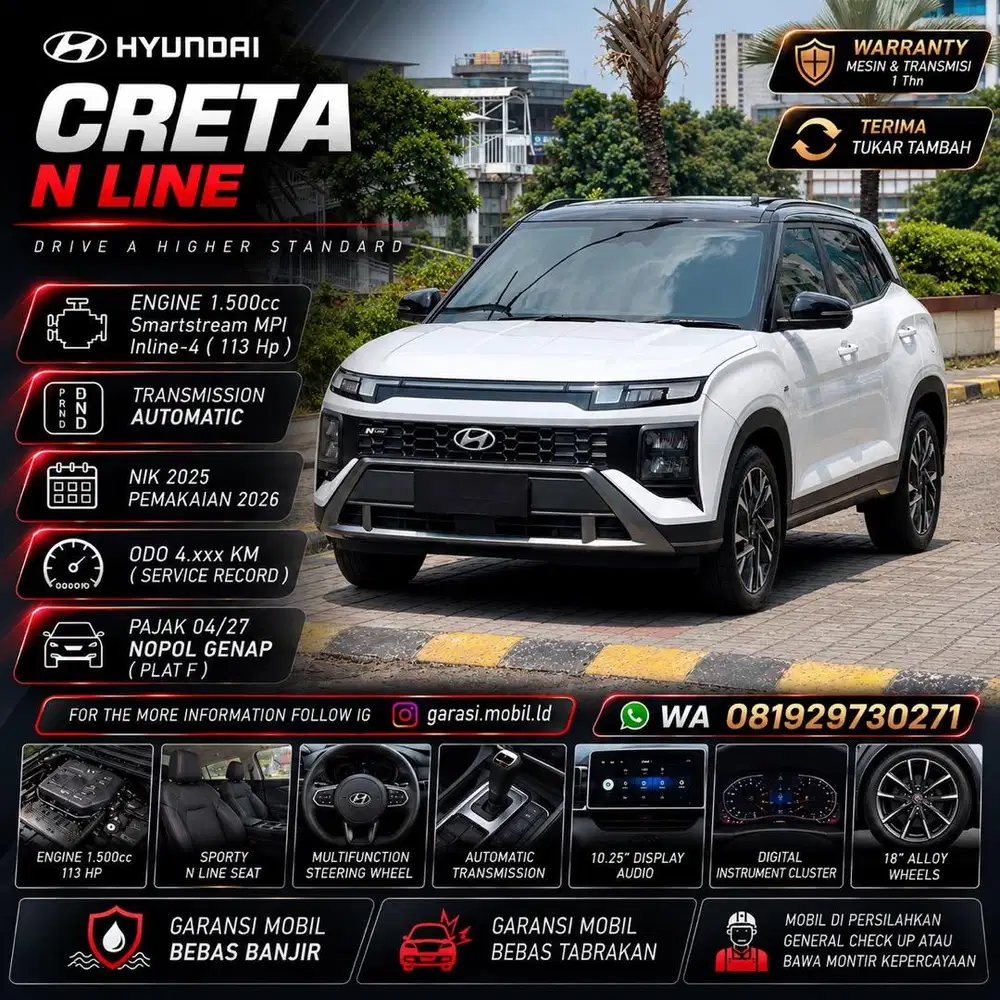 Hyundai Creta N Line 1.5 AT 2025 / 2026 / Odo 4rbu Kilometer