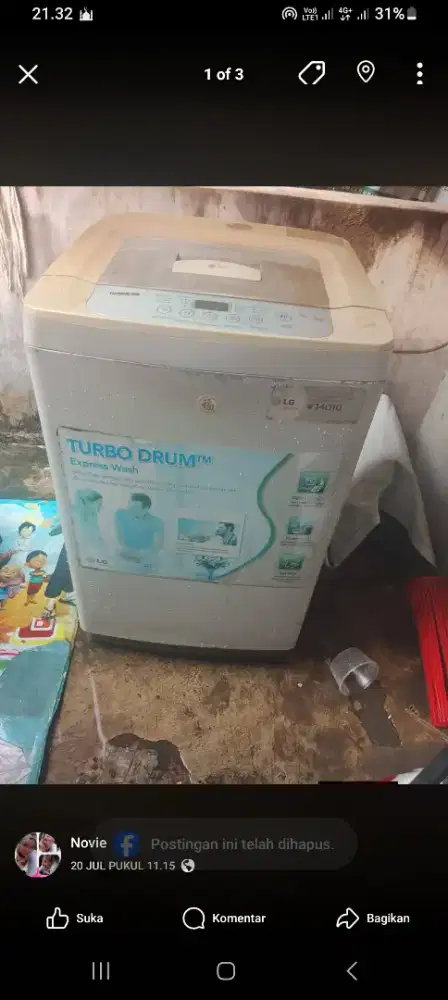 mesin cuci 1 tabung merc LG 8kg