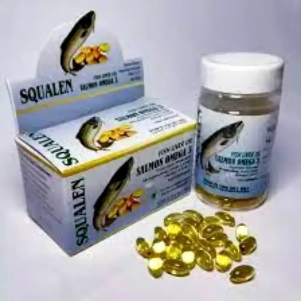SQUALEN Fish Oil Salmon Omega 3 BIRU / Minyak Ikan isi 100 Kapsul