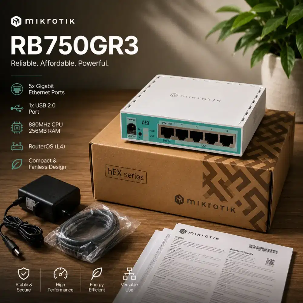 MikroTik RB750Gr3 hEX ORIGINAL BARU | 5 Port Gigabit